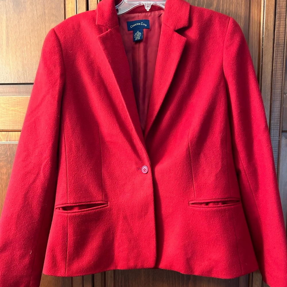 Vintage Charter Club red Cashmere/Wool Suit Jacket Blazer Women's Size 10